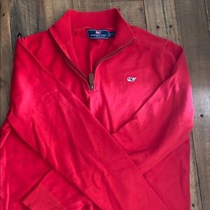 Boys Vineyard Vines Red 1/4 zip Sweater Large 16 L